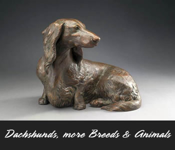 Dachshund and other Canine Bronze Sculpture by Sculptor Joy Beckner