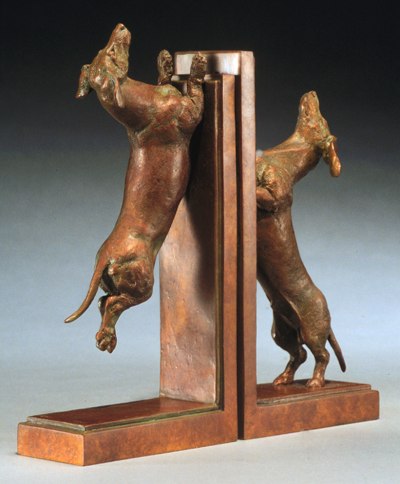 adorable dachshund bookends miniature bronze canine sculpture