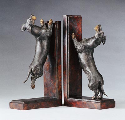 miniature bronze canine sculpture