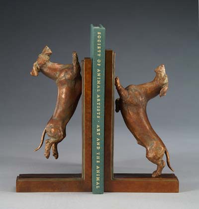 miniature bronze canine sculpture