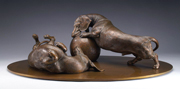 fine bronze sculpture of canines and figurative subject matter by Joy Beckner bronze sculptor