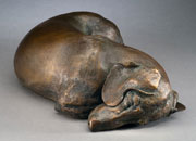 fine bronze sculpture of canines and figurative subject matter by Joy Beckner bronze sculptor