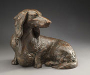 fine bronze sculpture of canines and figurative subject matter by Joy Beckner bronze sculptor