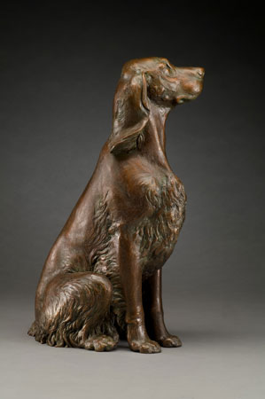 bronze sculptrure of a Gordon Setter by Joy Beckner