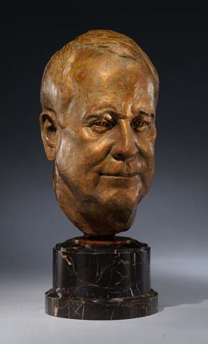 Portrait sculpture in bronze by Joy Beckner sculptor