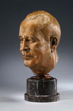 Portrait sculpture in bronze by Joy Beckner sculptor