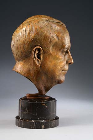Portrait sculpture in bronze by Joy Beckner sculptor