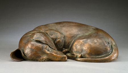 bronze canine sculpture by Joy Beckner