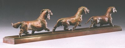 bronze canine sculpture by Joy Beckner