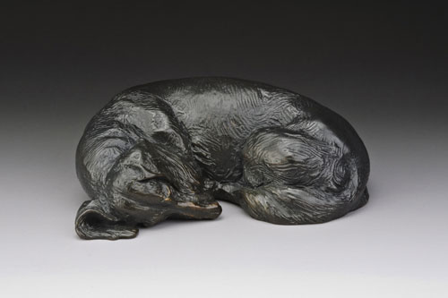 bronze dachshund sculpture by Joy Beckner