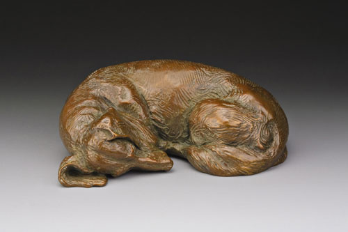 bronze dachshund sculpture by Joy Beckner