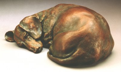 bronze dachshund sculpture by Joy Beckner