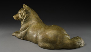 bronze Akita sculpture by Joy Beckner canine sculptor