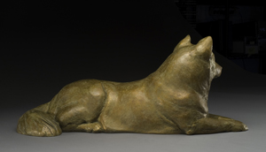 bronze Akita sculpture by Joy Beckner canine sculptor