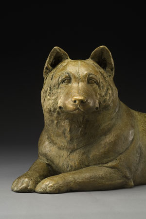 bronze Akita sculpture by Joy Beckner canine sculptor