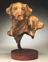 fine bronze sculpture of canines and figurative subject matter by Joy Beckner bronze sculptor