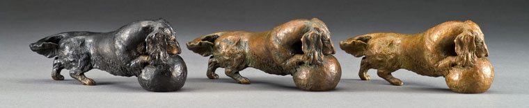 fine bronze sculpture of canines by Joy Beckner