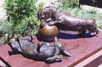 dogs in bronze by Joy Beckner