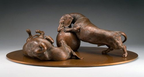 bronze canine sculpture by Joy Beckner