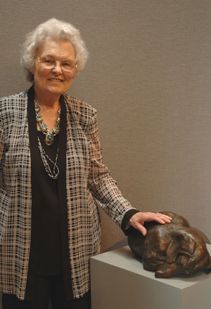 bronze dachshund sculpture by Joy Beckner