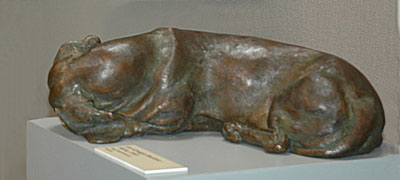 bronze dachshund sculpture by Joy Beckner