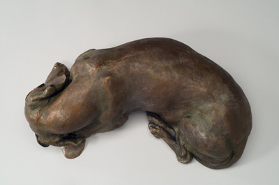 bronze dachshund sculpture by Joy Beckner