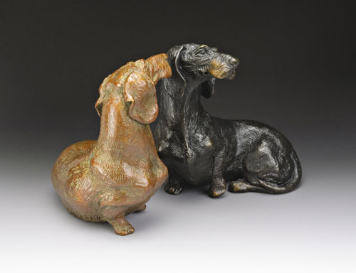 fine bronze Dachshund sculpture in miniature