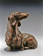 fine bronze Dachshund sculpture by Joy Beckner