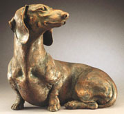 fine bronze sculpture of canines and figurative subject matter by Joy Beckner bronze sculptor