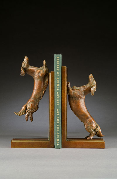 adorable dachshund bookends miniature bronze canine sculpture