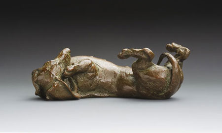 bronze canine sculpture by Joy Beckner