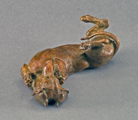 bronze canine sculpture by Joy Beckner