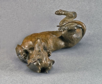 canine sculpture by Joy Beckner in bronze