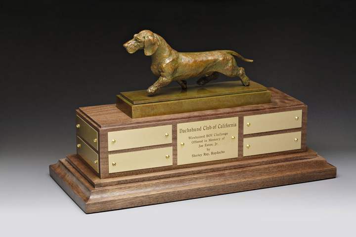 Dachshund Club of California Bronze Sculpture Trophy by Sculptor Joy Beckner