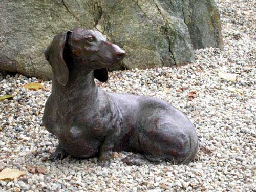 bronze canine sculpture