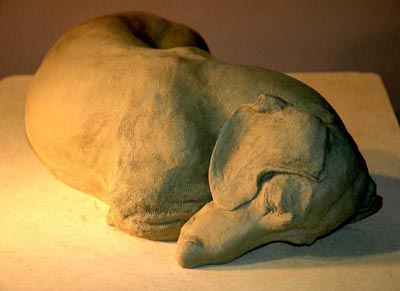bronze dachshund sculpture by Joy Beckner