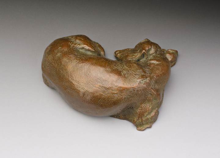 Dreaming of Tomatoes 1:6 Scale Long Dachshund Sculpture in bronze by Sculpted Joy Beckner