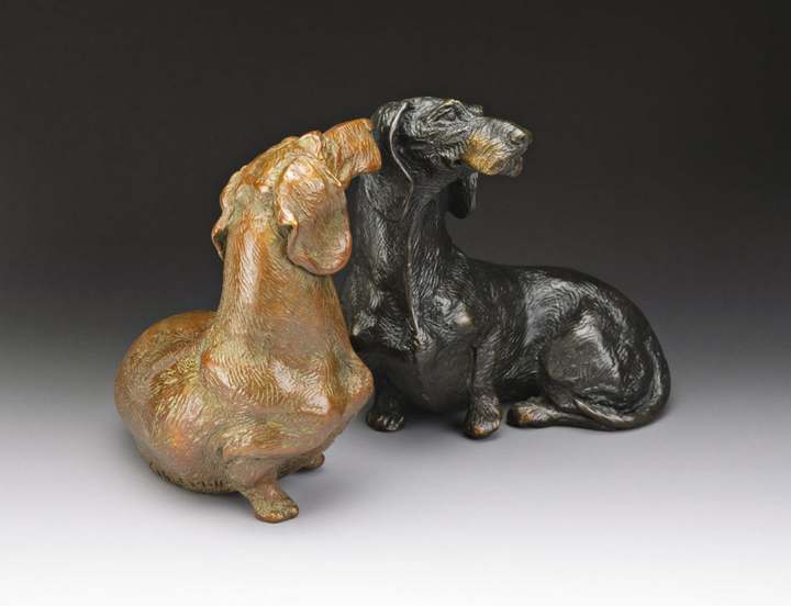 So Good To See You 1:6 Scale Wire Dachshund Bronze Sculpture by Joy Beckner