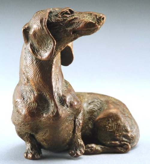 So Good To See You 1:6 Scale Smooth Dachshund Bronze Sculpture by Joy Beckner