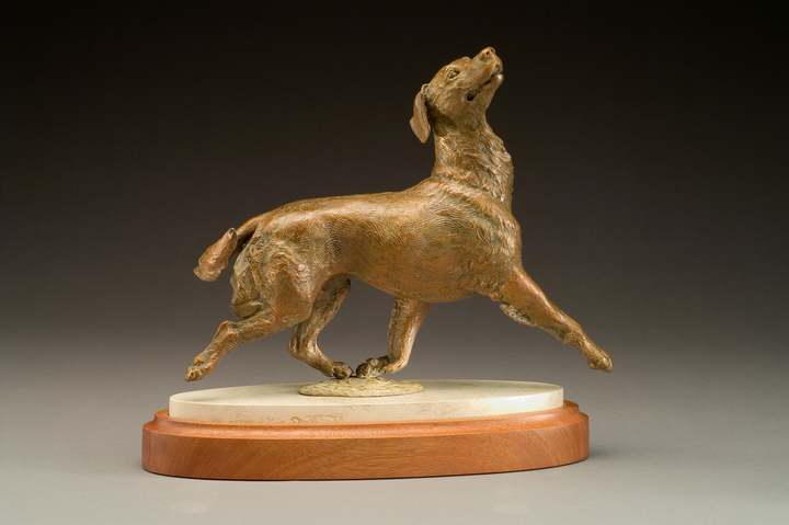 bronze Golden Retreiver commissioned sculpture by Joy Beckner