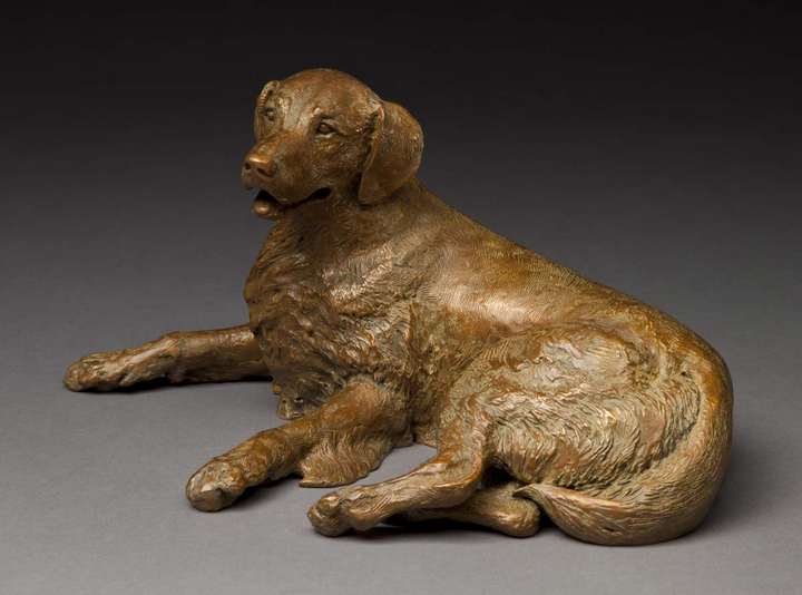 Merry Sunshine canine sculpture in bronze view 3