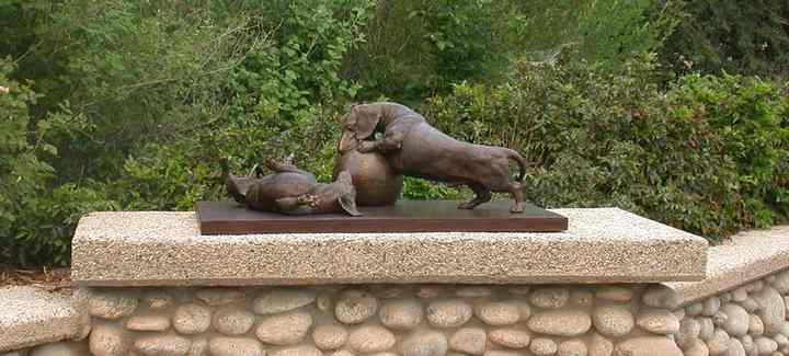 "Life is Good SS life-size bronze Dachshund sculpture by Joy Beckner