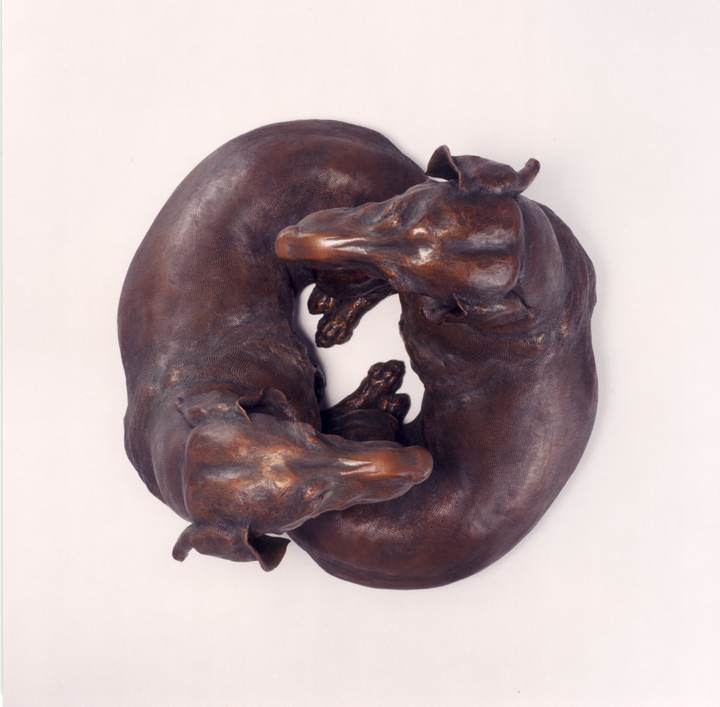 So Good to See You, SS; Life-sized Smooth Dachshund Bronze Sculpture by Sculptor Joy Beckner