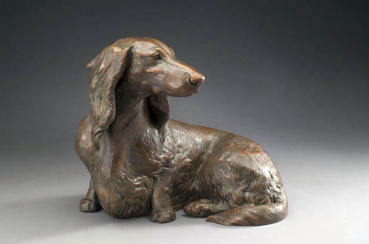 So Good To See You, ML Life-sized Miniature Long Dachshund Bronze Sculpture by Sculptor Joy Beckner
