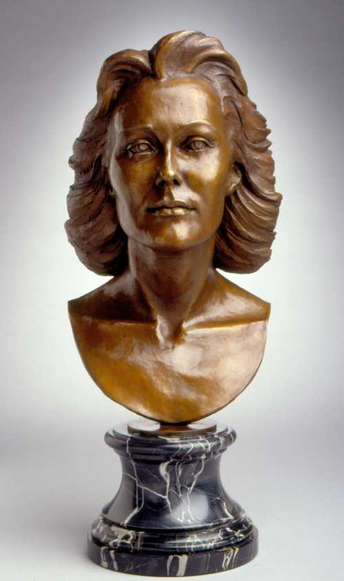 Fascinator bronze figuative sculpture of humans by Joy Beckner