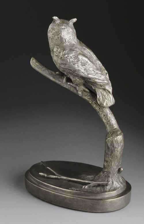 Owl sculpture in bronze The Eyes Have It! by Joy Beckner bronze sculptor 