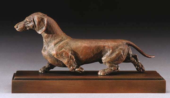 Dream Chaser 1:6 Scale Smooth Dachshund Bronze Sculpture by Joy Beckner