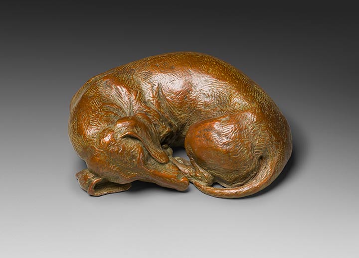 Sweet Dreams II 1:6 Scale Red Dachshund Bronze Sculpture by Joy Beckner