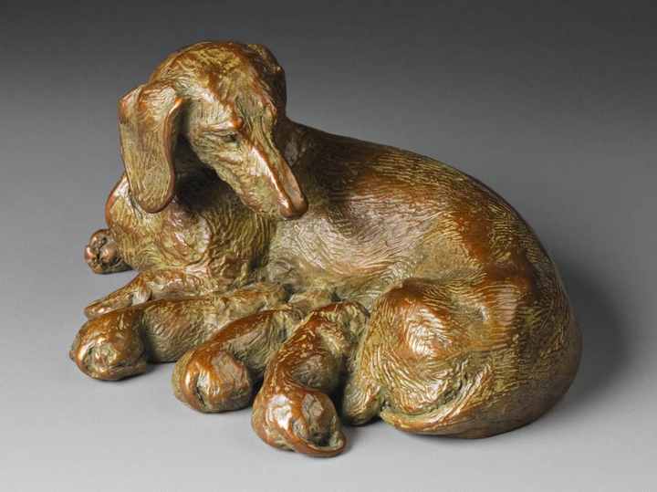 Deli's Open 1:6 Scale Smooth Dachshund Bronze Sculpture by Joy Beckner