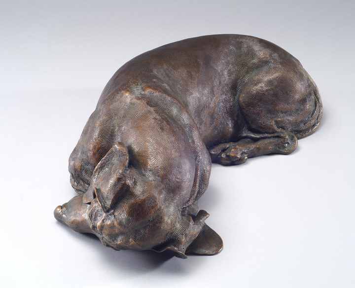 Siesta SS life-size bronze Dachshund sculpture by Joy Beckner